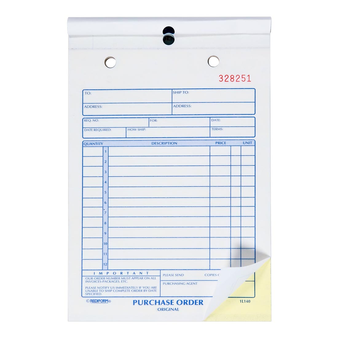 Purchase Order Book 1L140