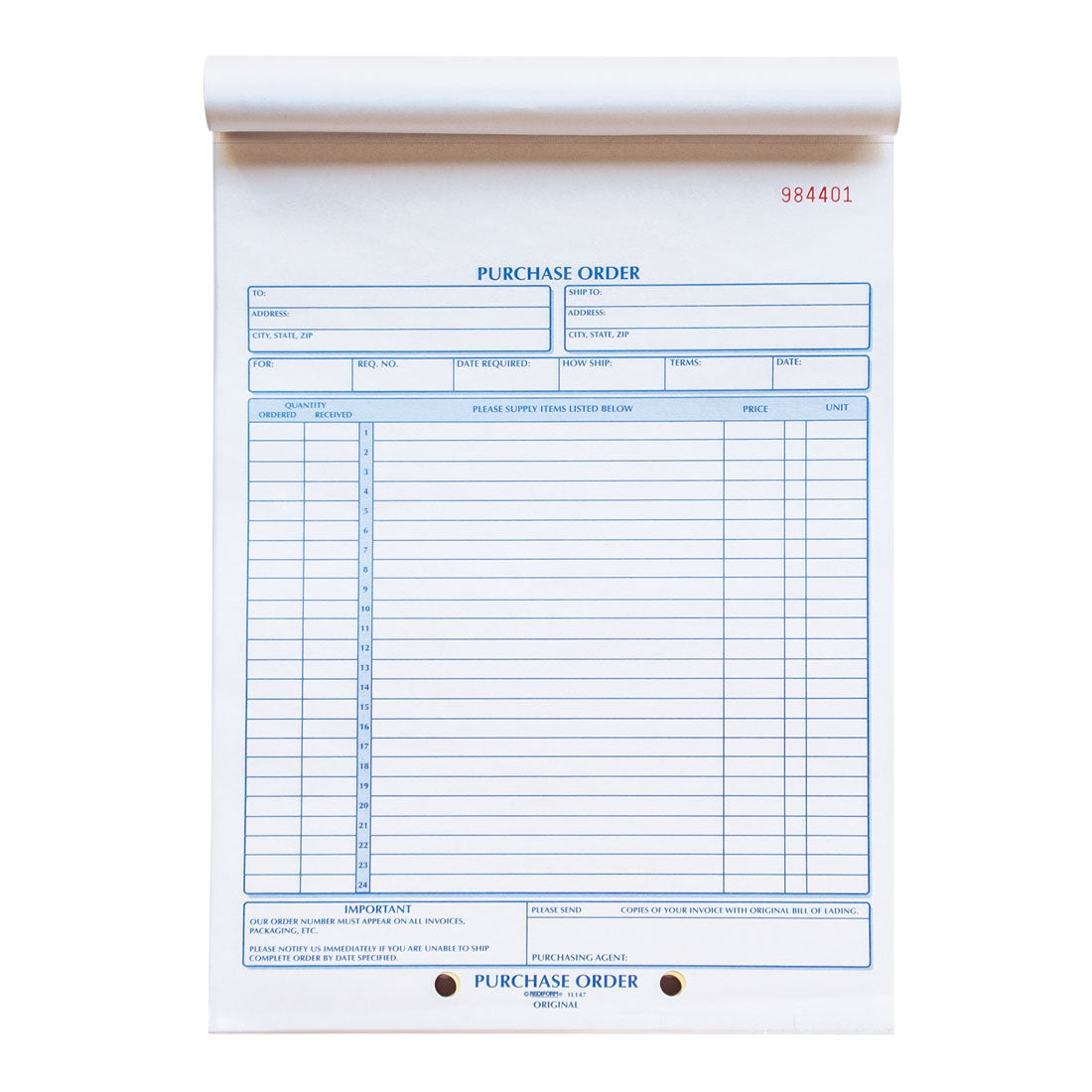 Purchase Order Book 1L147