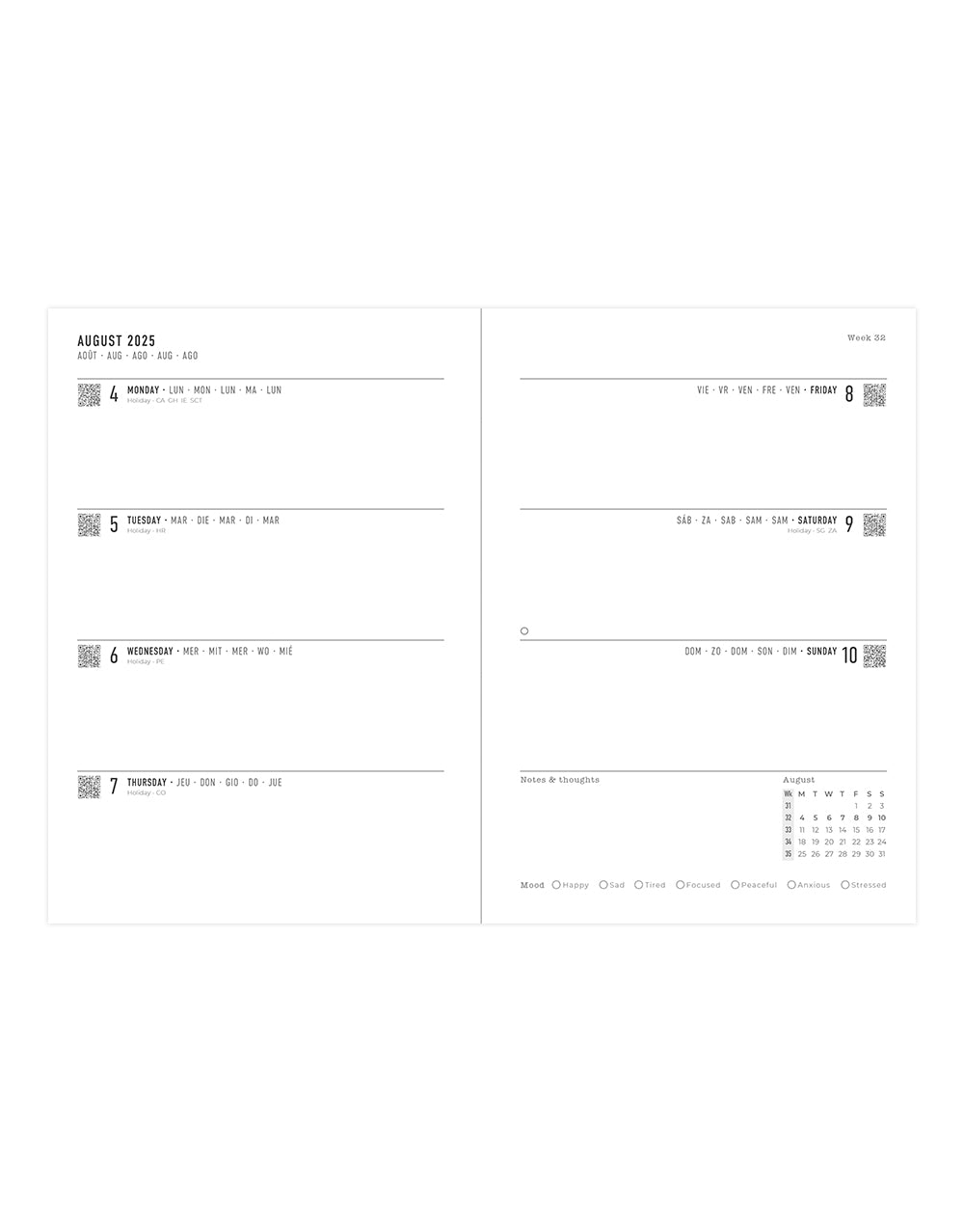 Letts Botanics A5 Week to View Planner 2025-2026 - Multilanguage 26-031918 #color_botanics-green