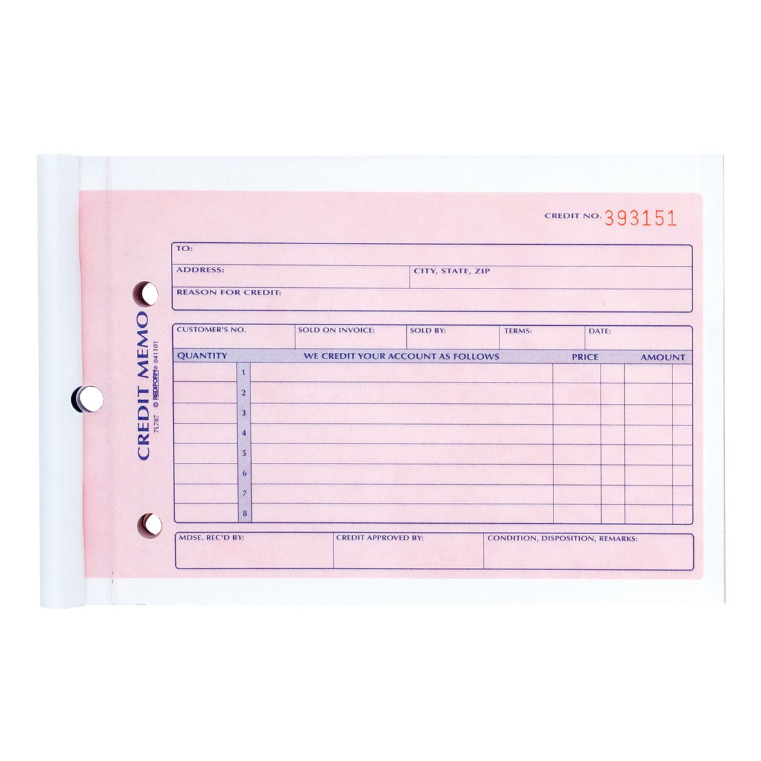 Credit Memo Book 7L787