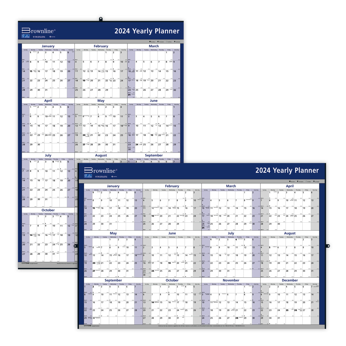 Laminated Yearly Wall Calendar 2024