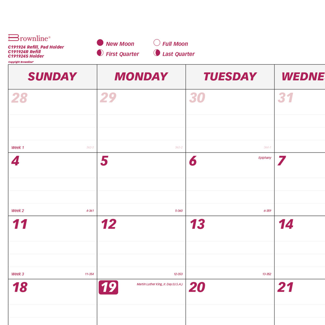 Brownline Monthly Desk Pad Refill, 2026 C191924R-26