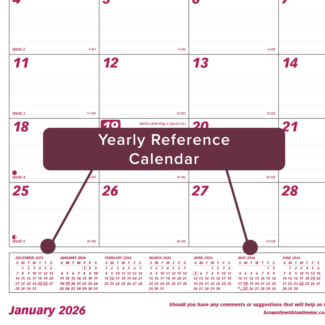 Brownline Monthly Desk Pad Refill, 2026 C191924R-26