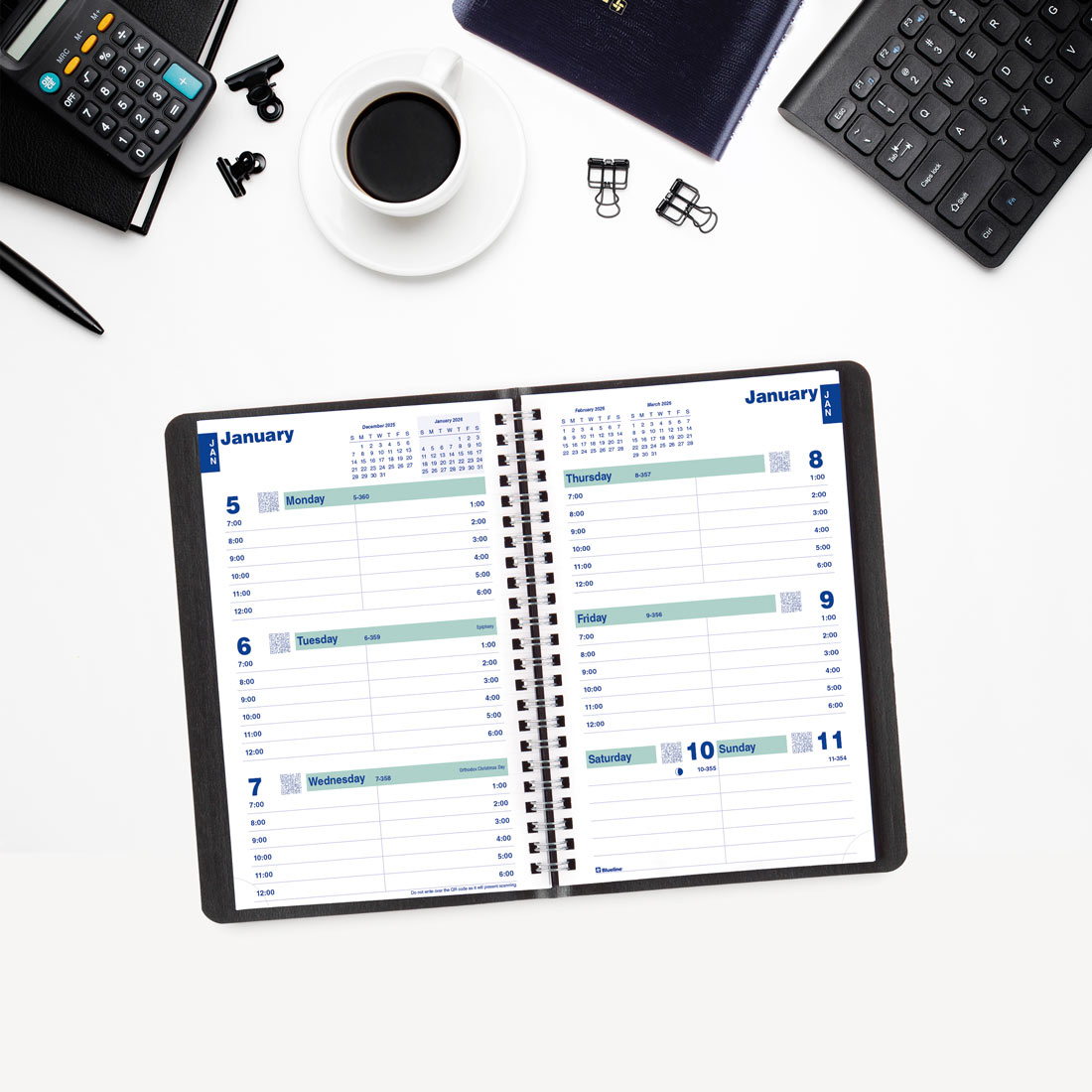 Blueline Essential Plan & Link™ Weekly Planner, Black, 2026 C5075.81T-26