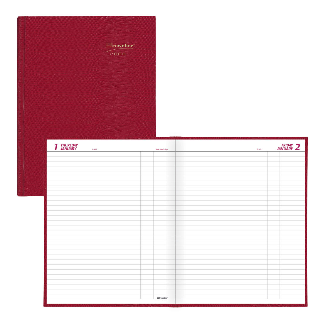 Brownline Daily Planner, Untimed, 2026 C550.BLK-26, C550.RED-26 #color_red