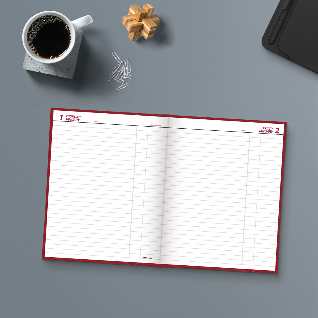 Brownline Daily Planner, Untimed, 2026 C550.BLK-26, C550.RED-26 #color_red