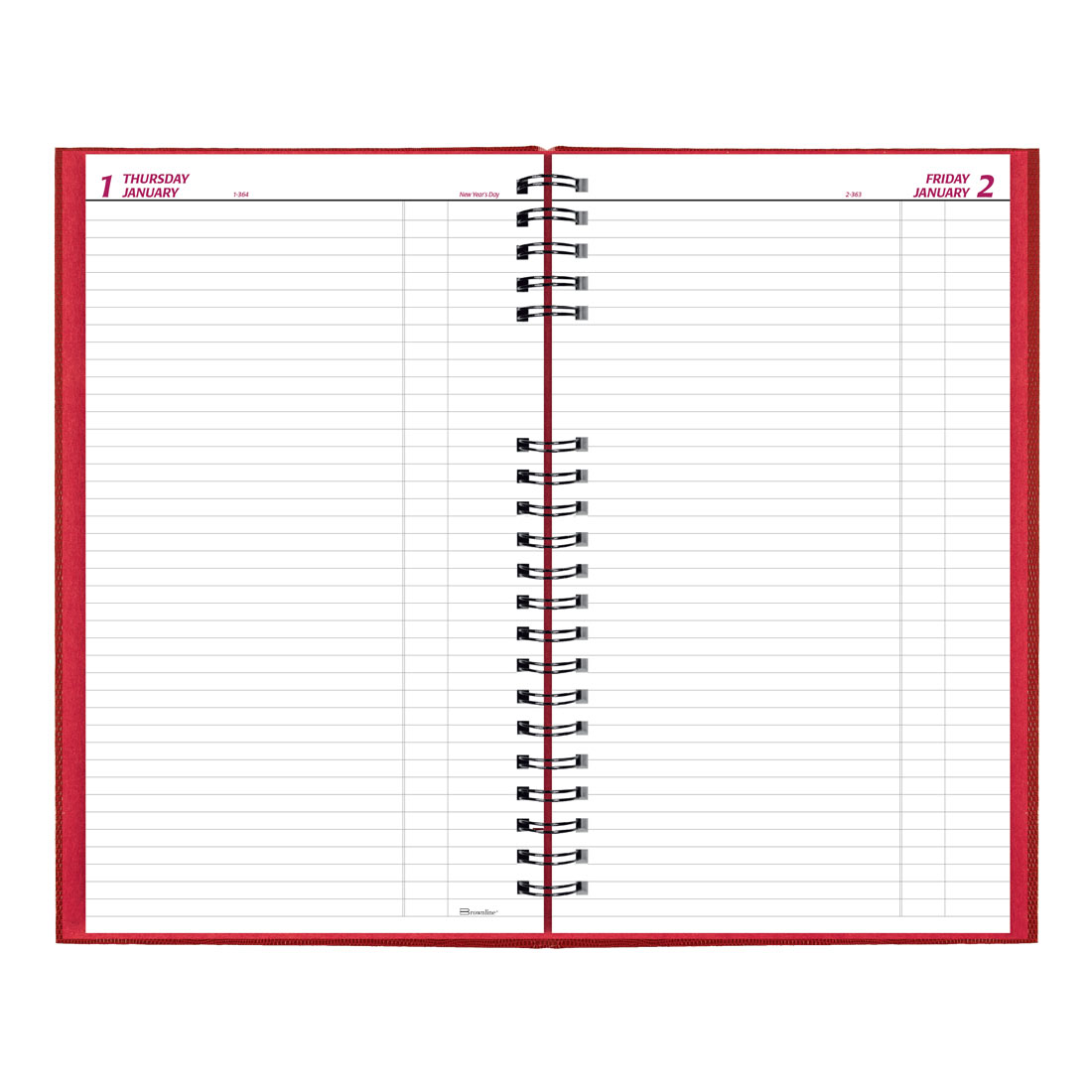 Brownline CoilPro™ Daily Planner, Untimed, Red, 2026 C551C.RED-26