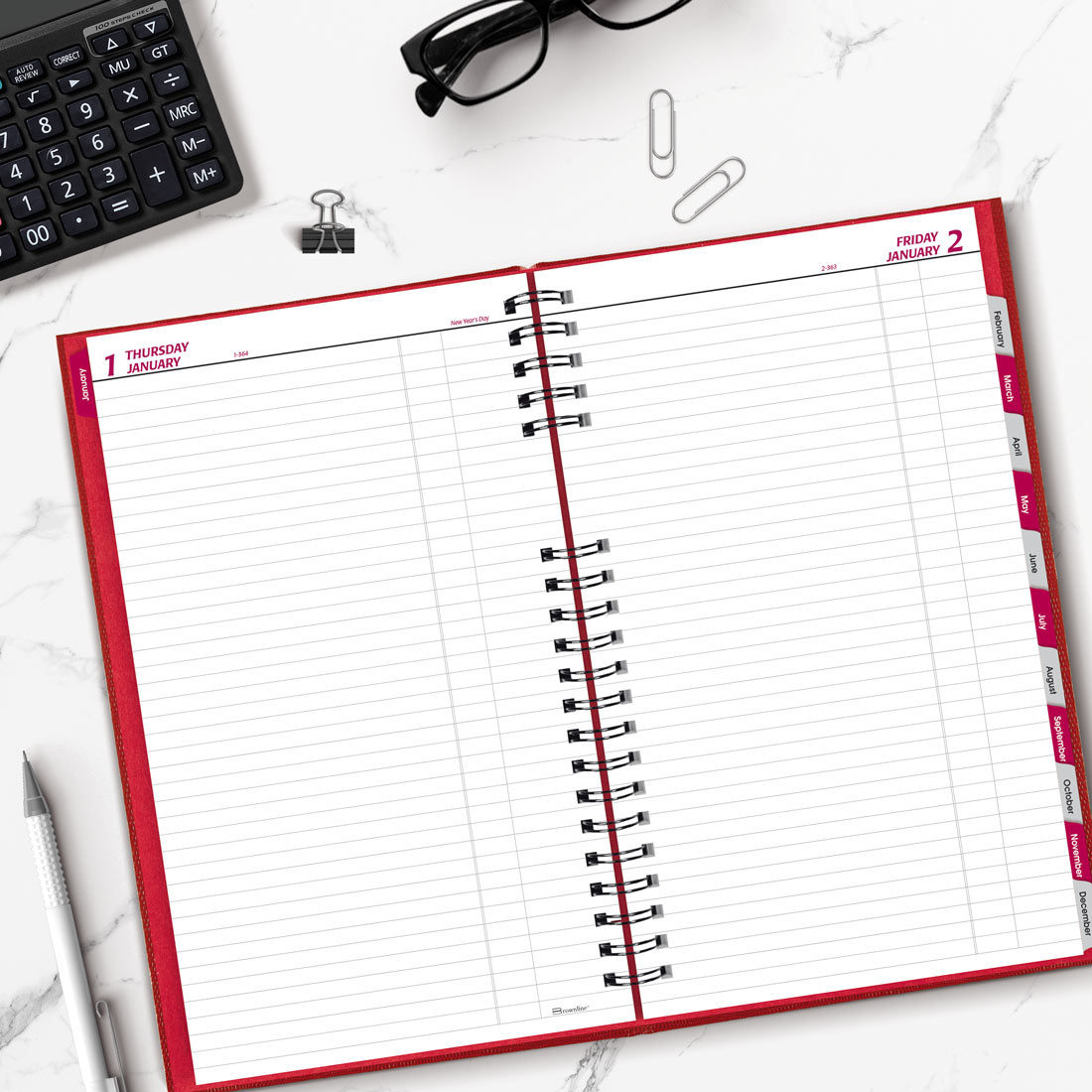 Brownline CoilPro™ Daily Planner, Untimed, Red, 2026 C551C.RED-26