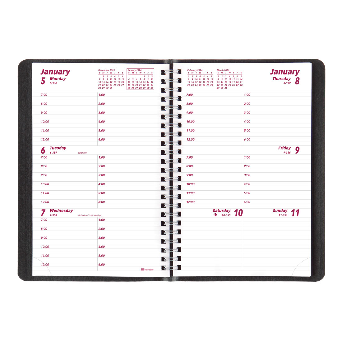 Brownline Essential Weekly Planner, Black, 2026 CB100.BLK-26