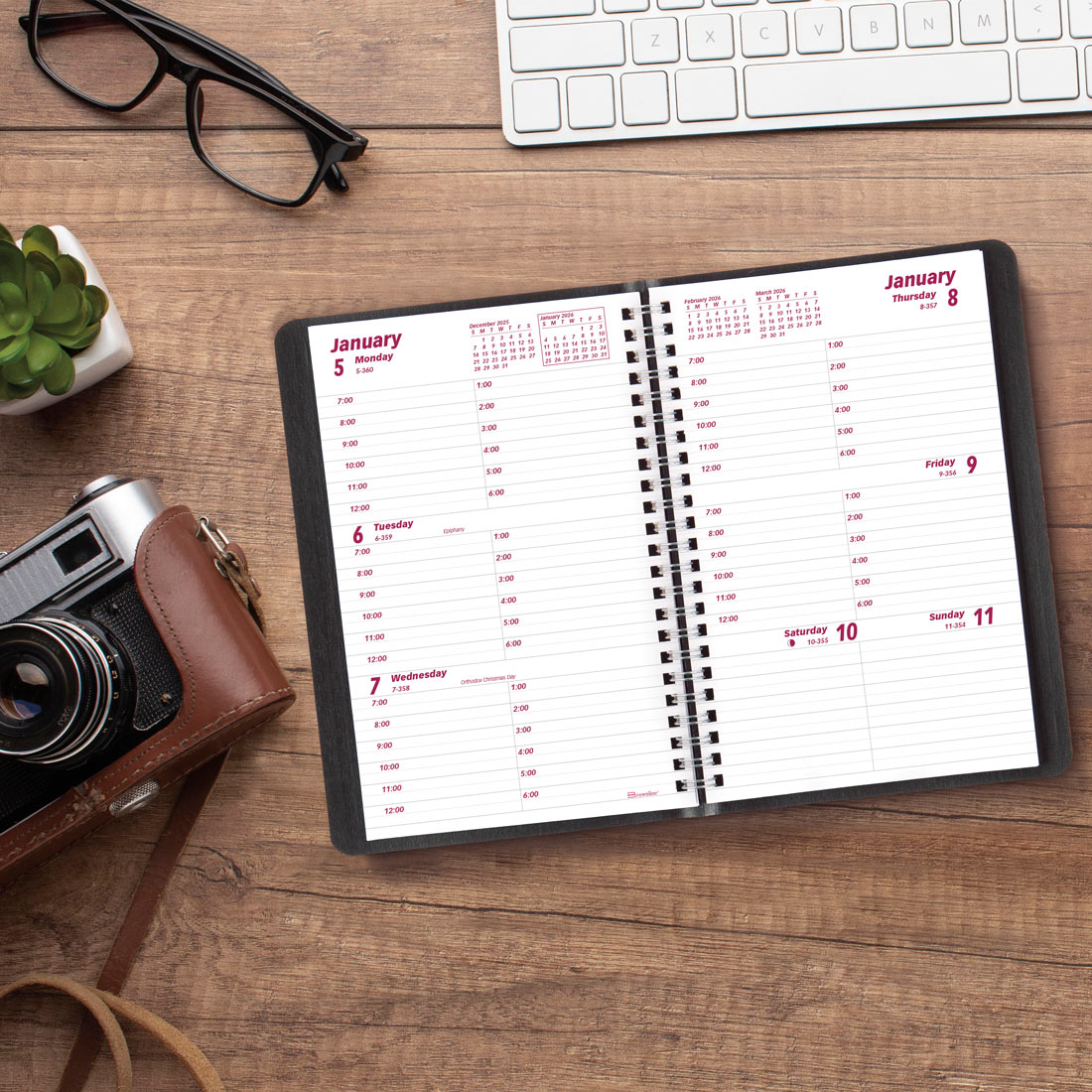 Brownline Essential Weekly Planner, Black, 2026 CB100.BLK-26