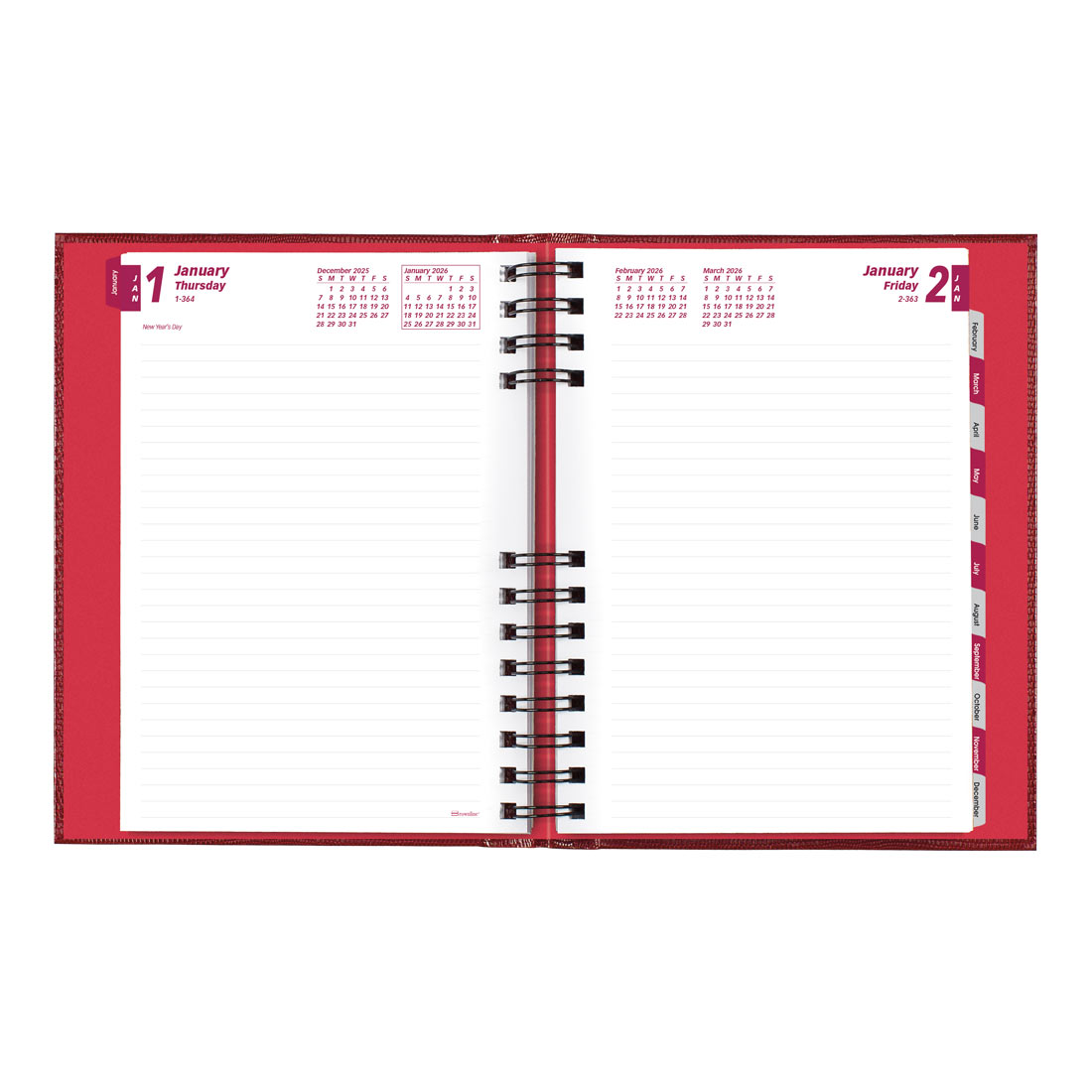 Brownline CoilPro™ Daily Planner, Untimed, Red, 2026 CB389C.RED-26