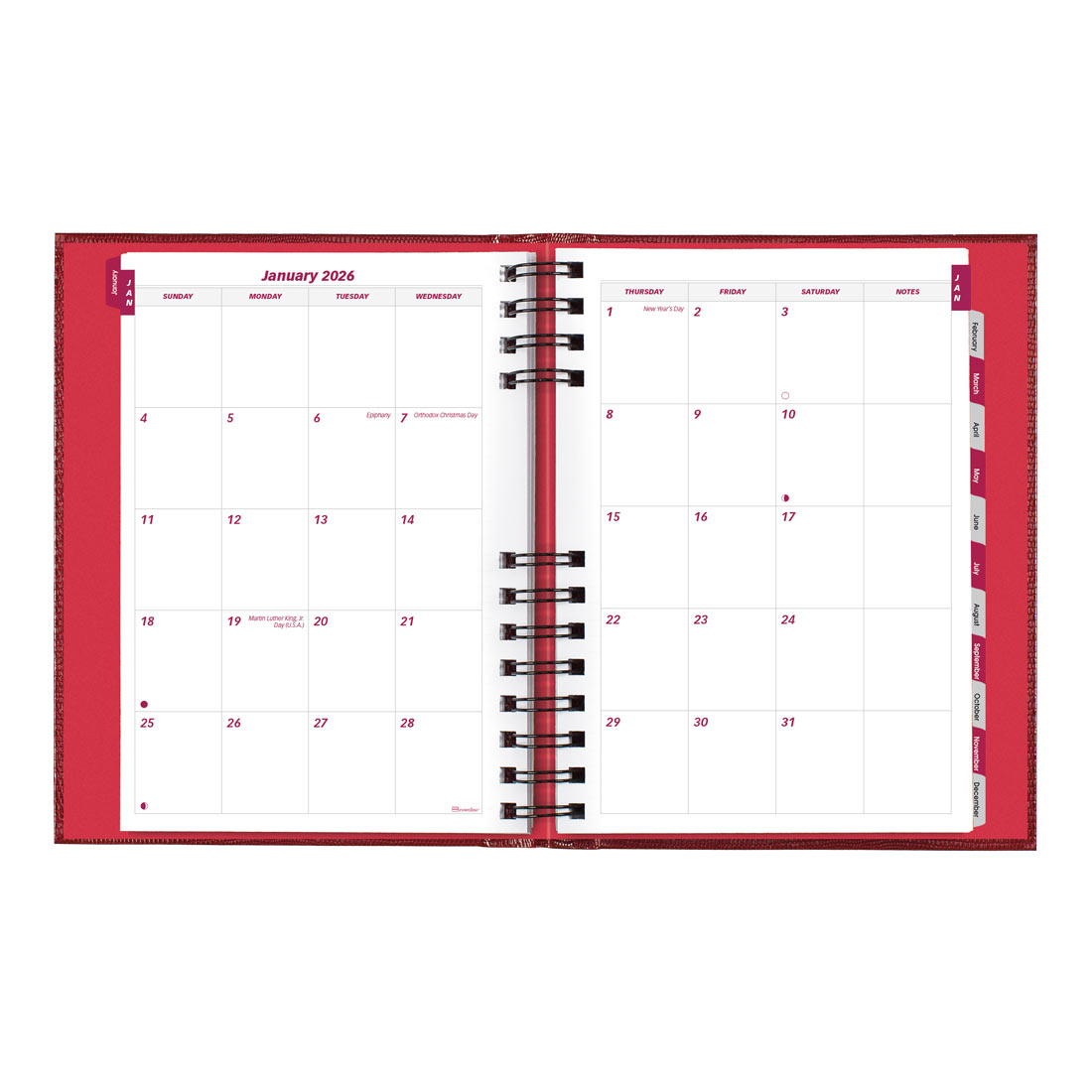 Brownline CoilPro™ Daily Planner, Untimed, Red, 2026 CB389C.RED-26