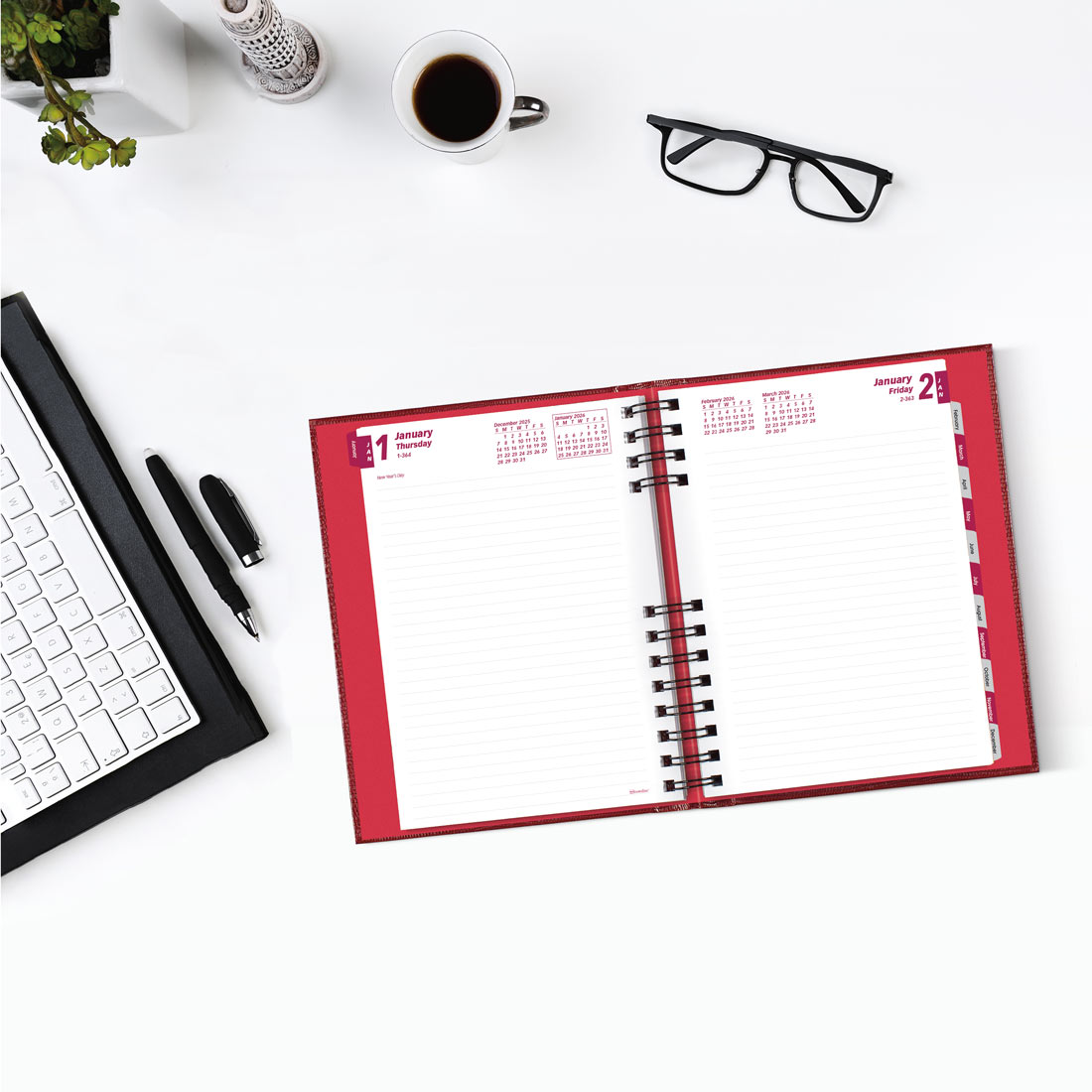Brownline CoilPro™ Daily Planner, Untimed, Red, 2026 CB389C.RED-26
