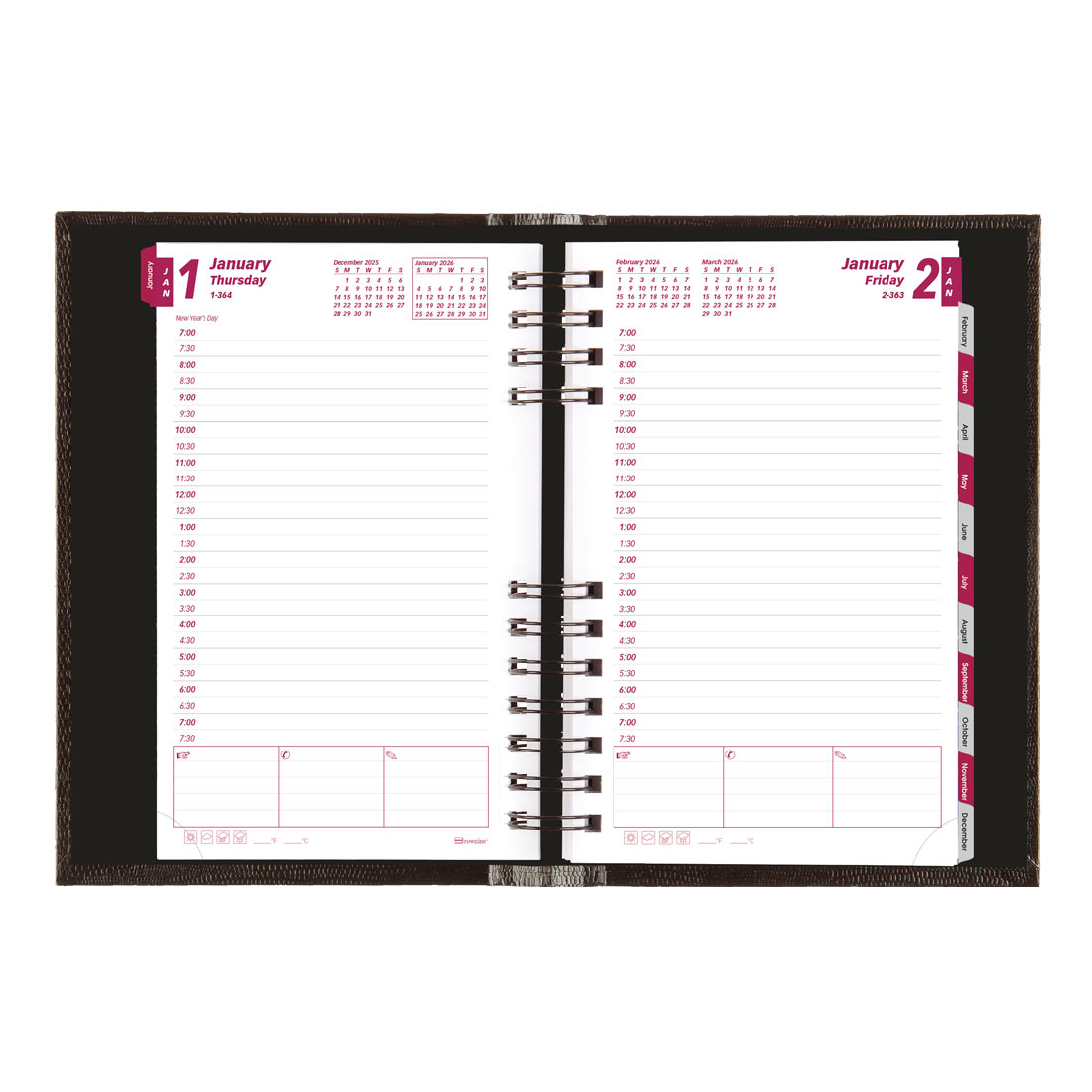 Brownline CoilPro™ Daily Appointment Planner, Black, 2026 CB634C.BLK-26