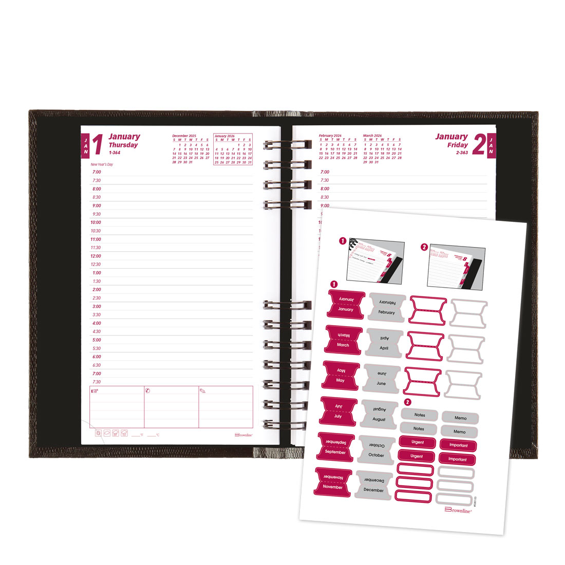 Brownline CoilPro™ Daily Appointment Planner, Black, 2026 CB634C.BLK-26