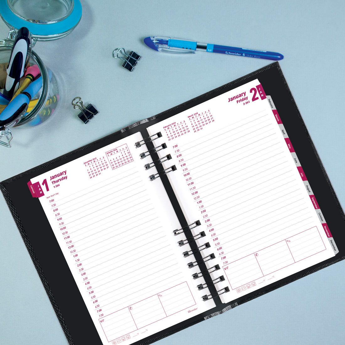 Brownline CoilPro™ Daily Appointment Planner, Black, 2026 CB634C.BLK-26