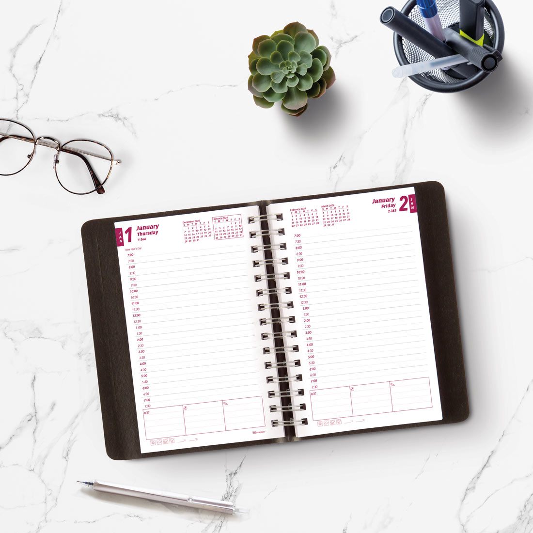 Brownline Essential Daily Planner, 2026 CB634W.BLK-26