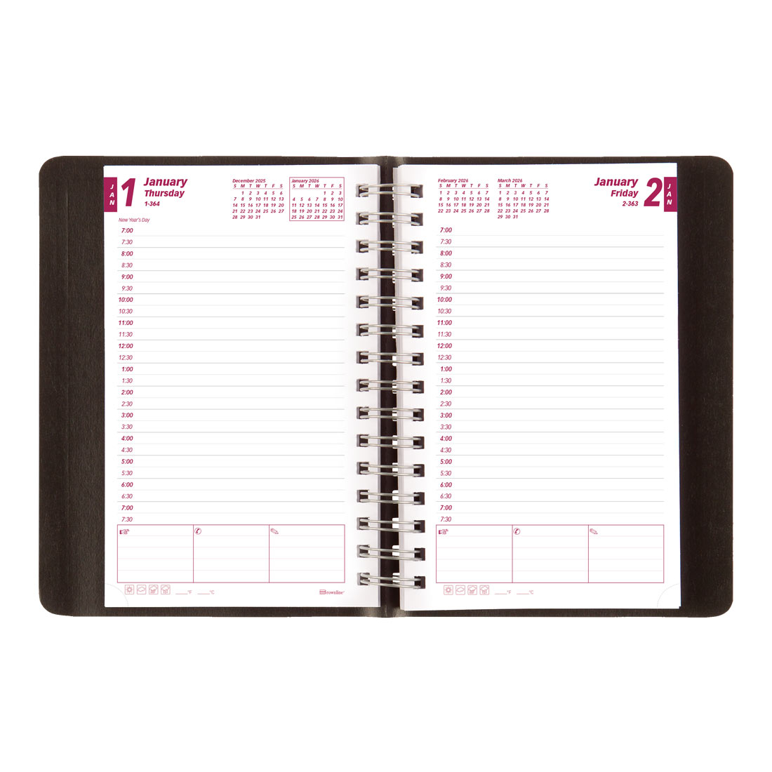 Brownline PlannerPlus™ Daily Appointment Planner, Black, 2026 CB634WN.BLK-26
