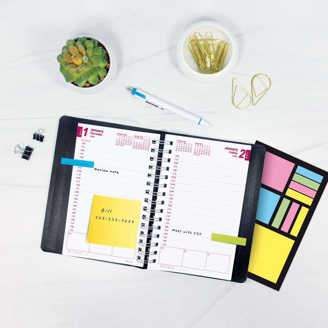 Brownline PlannerPlus™ Daily Appointment Planner, Black, 2026 CB634WN.BLK-26