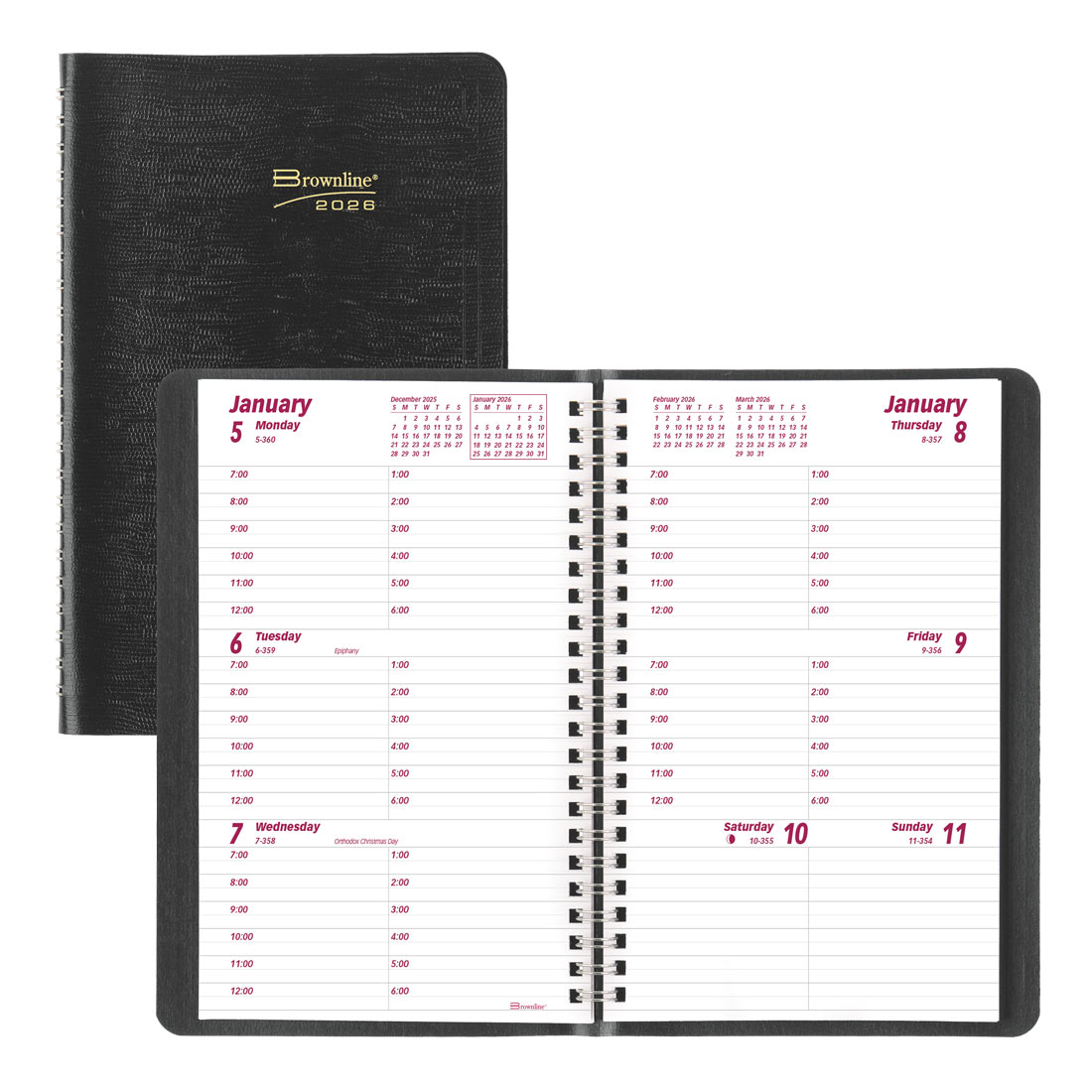Brownline Essential Weekly Planner, Black, 2026 CB75.BLK-26