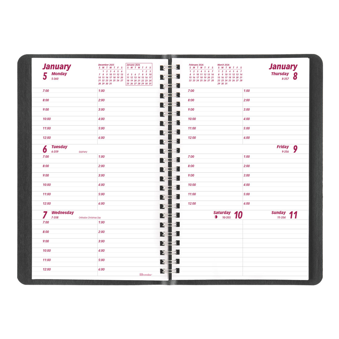 Brownline Essential Weekly Planner, Black, 2026 CB75.BLK-26