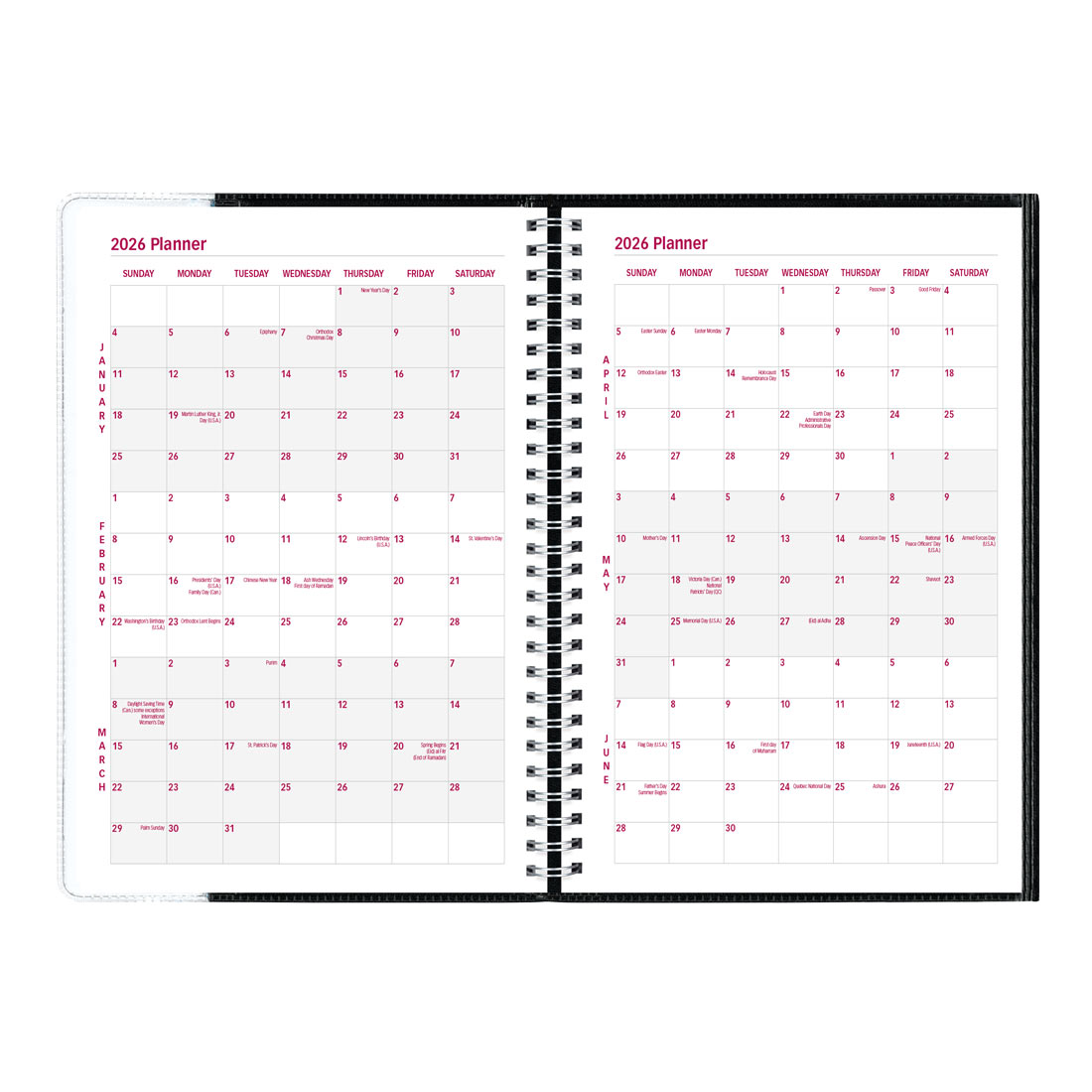 Brownline Pre-Vu™ Weekly Planner 2026, Tri-Fold Cover, Black CB920.BLK-26