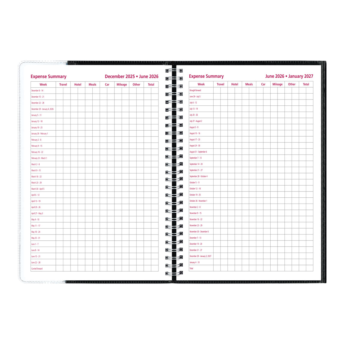 Brownline Pre-Vu™ Weekly Planner 2026, Tri-Fold Cover, Black CB920.BLK-26