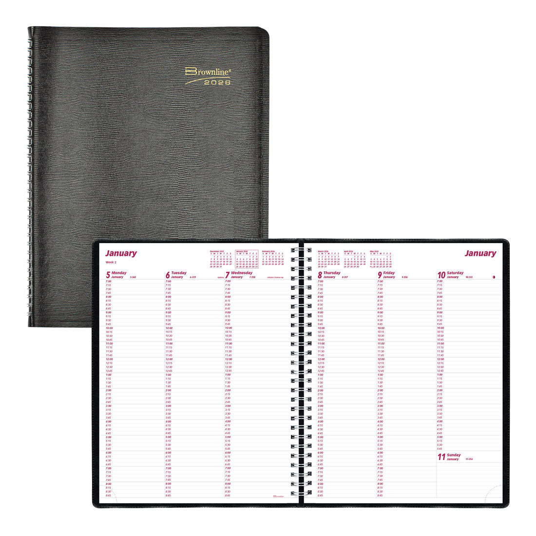 Brownline Essential Weekly Appointment Book, 2026 CB950.BLK-26, CB950.BLU-26, CB950.RED-26 #color_black