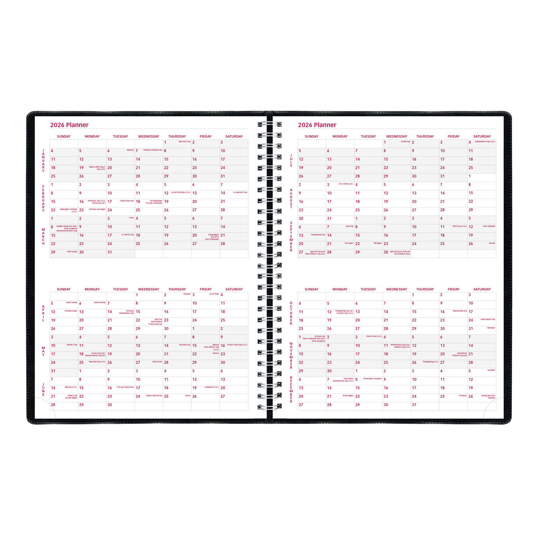 Brownline Essential Weekly Appointment Book, 2026 CB950.BLK-26, CB950.BLU-26, CB950.RED-26 #color_black