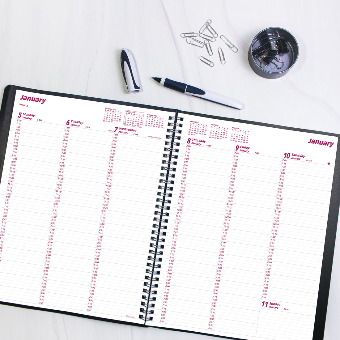 Brownline Essential Weekly Appointment Book, 2026 CB950.BLK-26, CB950.BLU-26, CB950.RED-26 #color_black