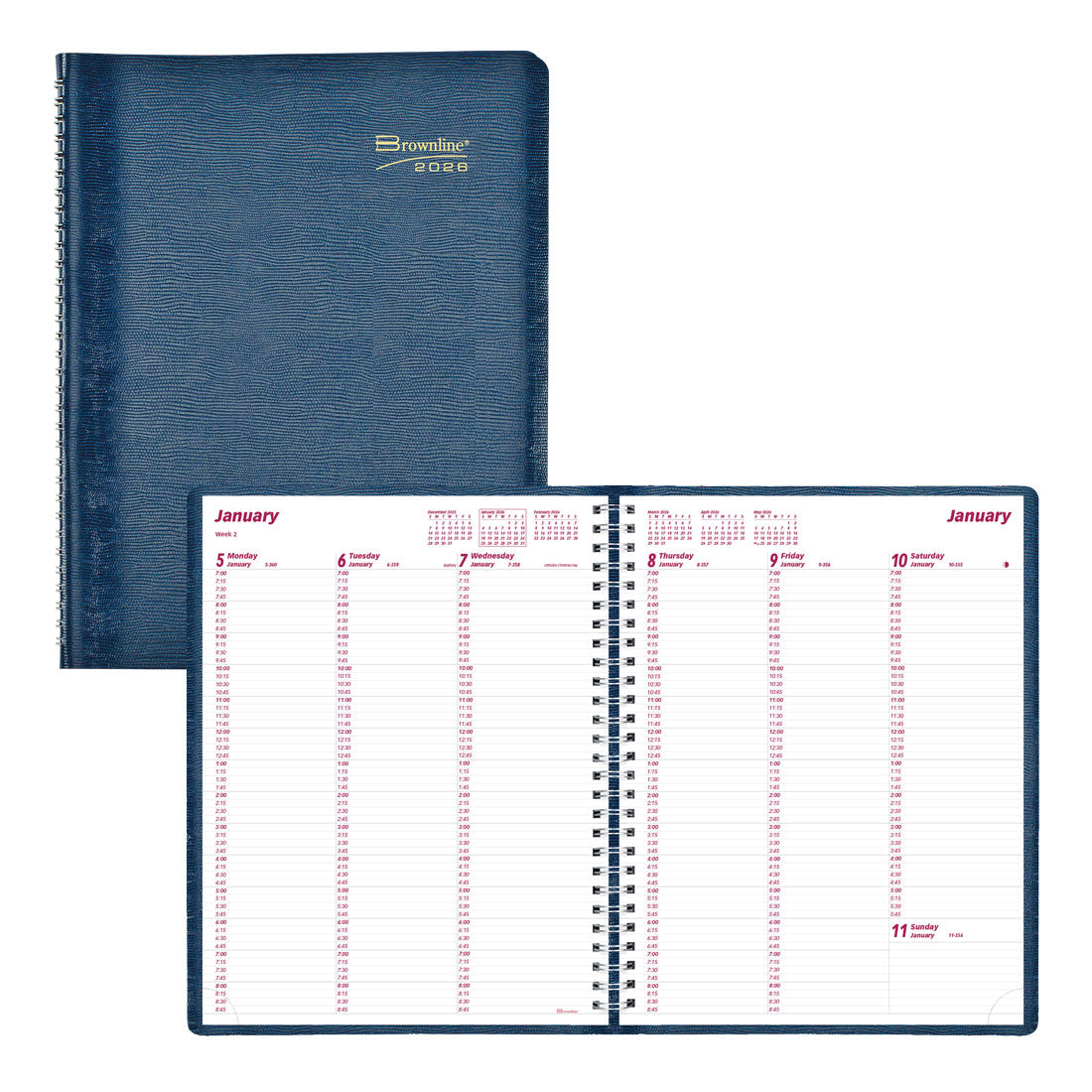 Brownline Essential Weekly Appointment Book, 2026 CB950.BLK-26, CB950.BLU-26, CB950.RED-26 #color_blue