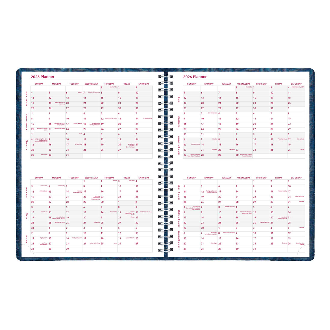 Brownline Essential Weekly Appointment Book, 2026 CB950.BLK-26, CB950.BLU-26, CB950.RED-26 #color_blue