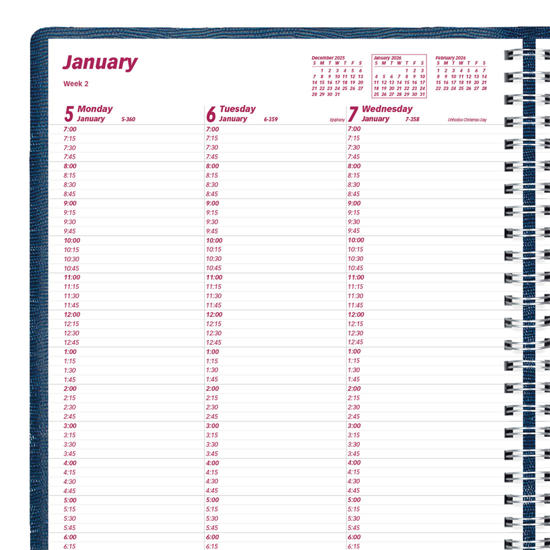 Brownline Essential Weekly Appointment Book, 2026 CB950.BLK-26, CB950.BLU-26, CB950.RED-26 #color_blue