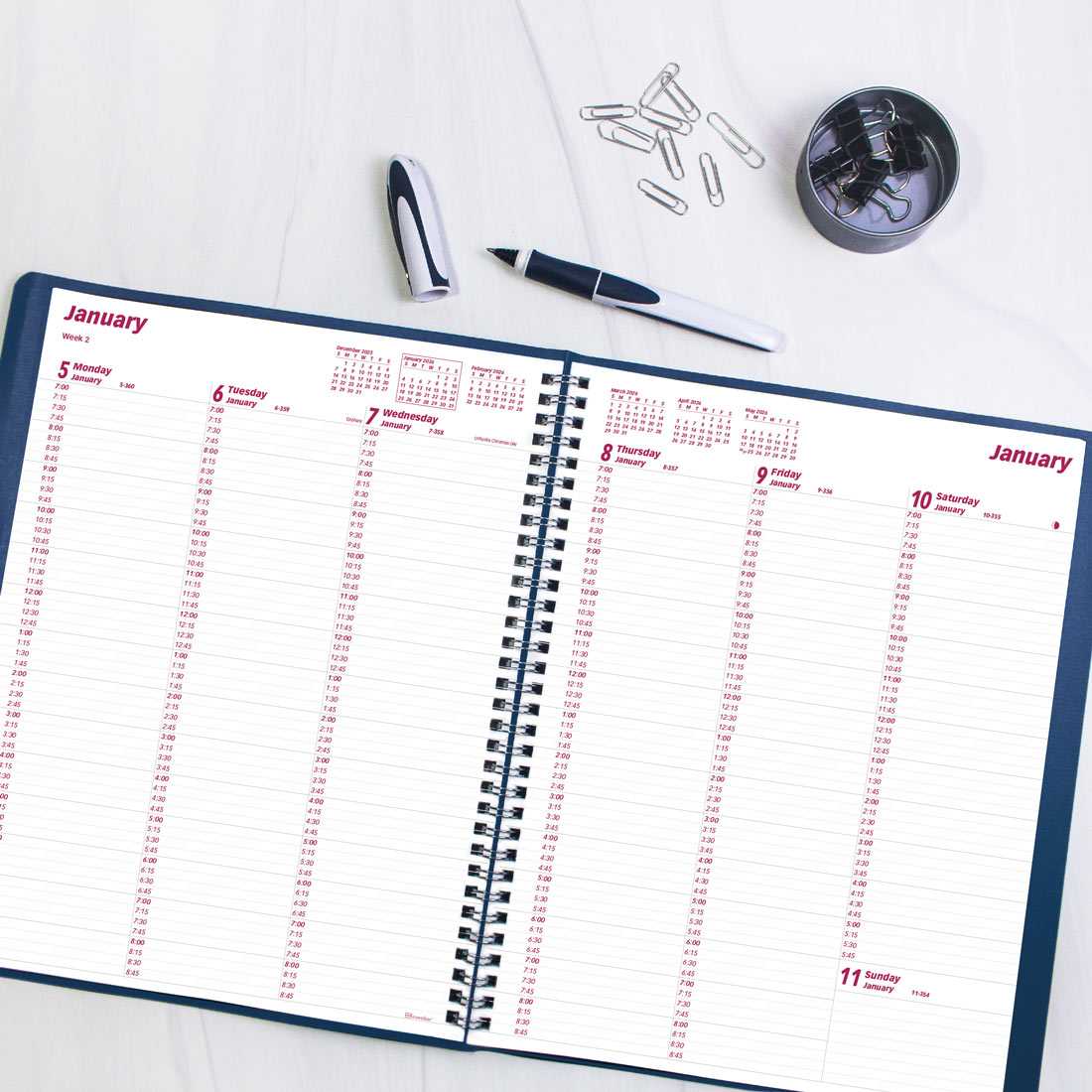 Brownline Essential Weekly Appointment Book, 2026 CB950.BLK-26, CB950.BLU-26, CB950.RED-26 #color_blue