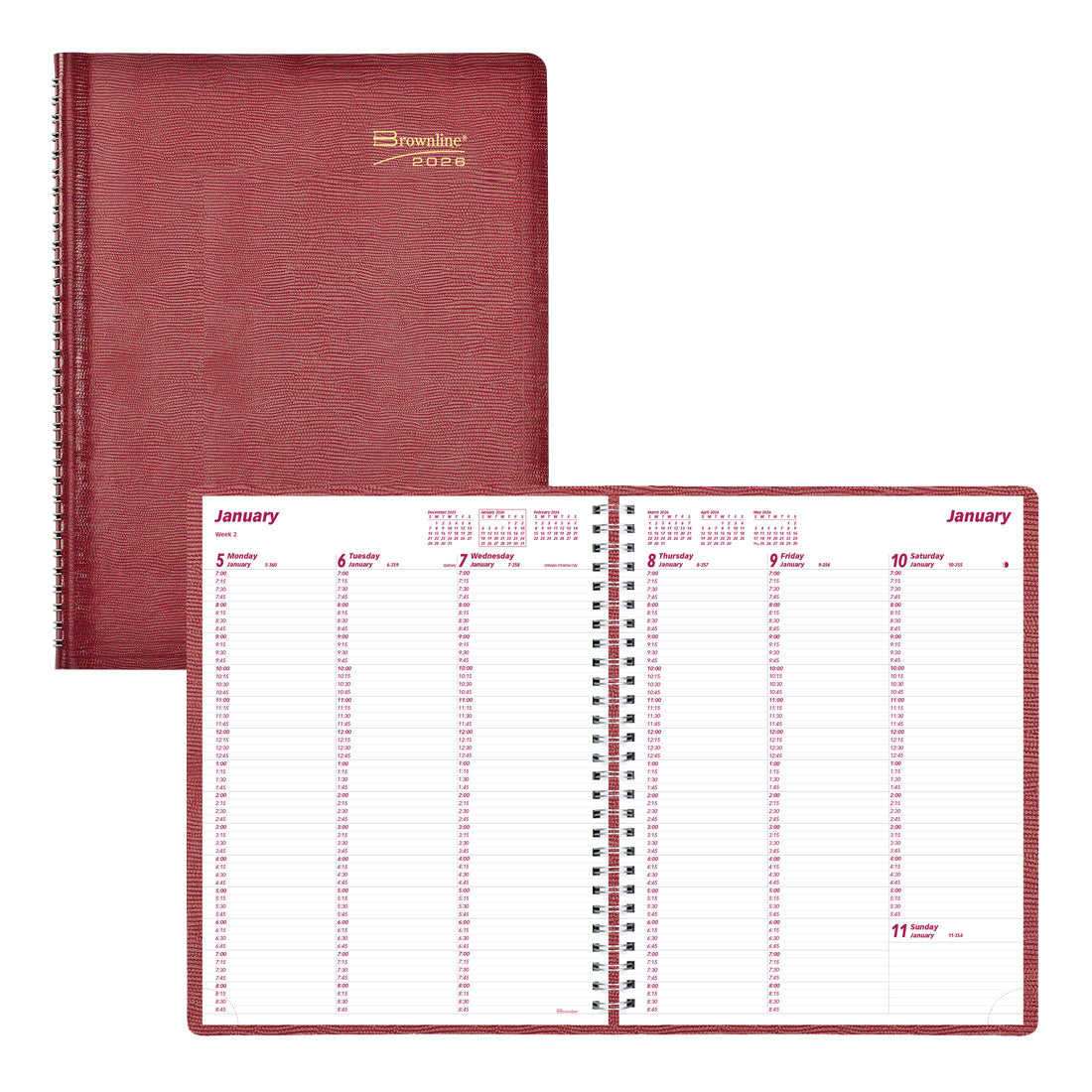 Brownline Essential Weekly Appointment Book, 2026 CB950.BLK-26, CB950.BLU-26, CB950.RED-26 #color_red