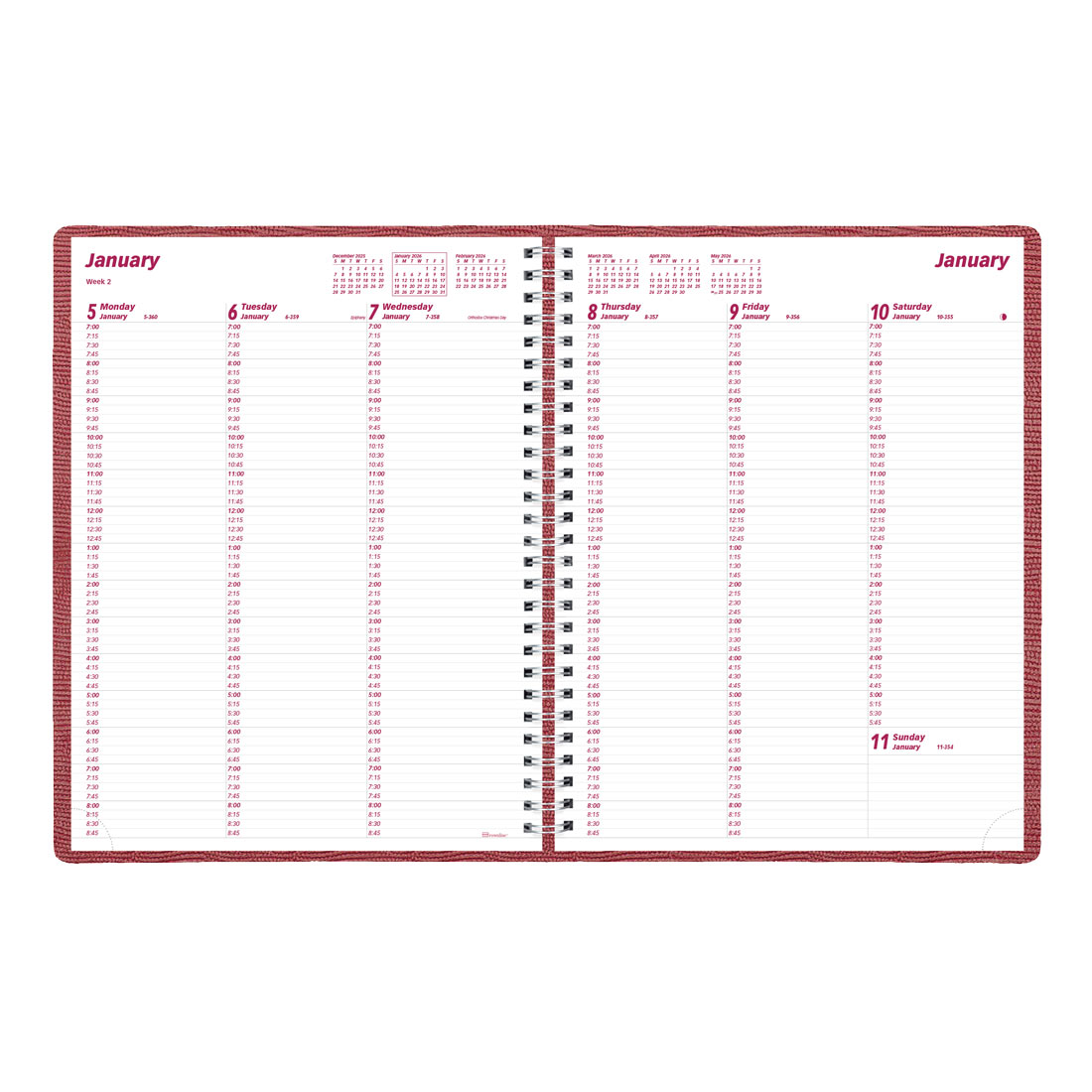 Brownline Essential Weekly Appointment Book, 2026 CB950.BLK-26, CB950.BLU-26, CB950.RED-26 #color_red