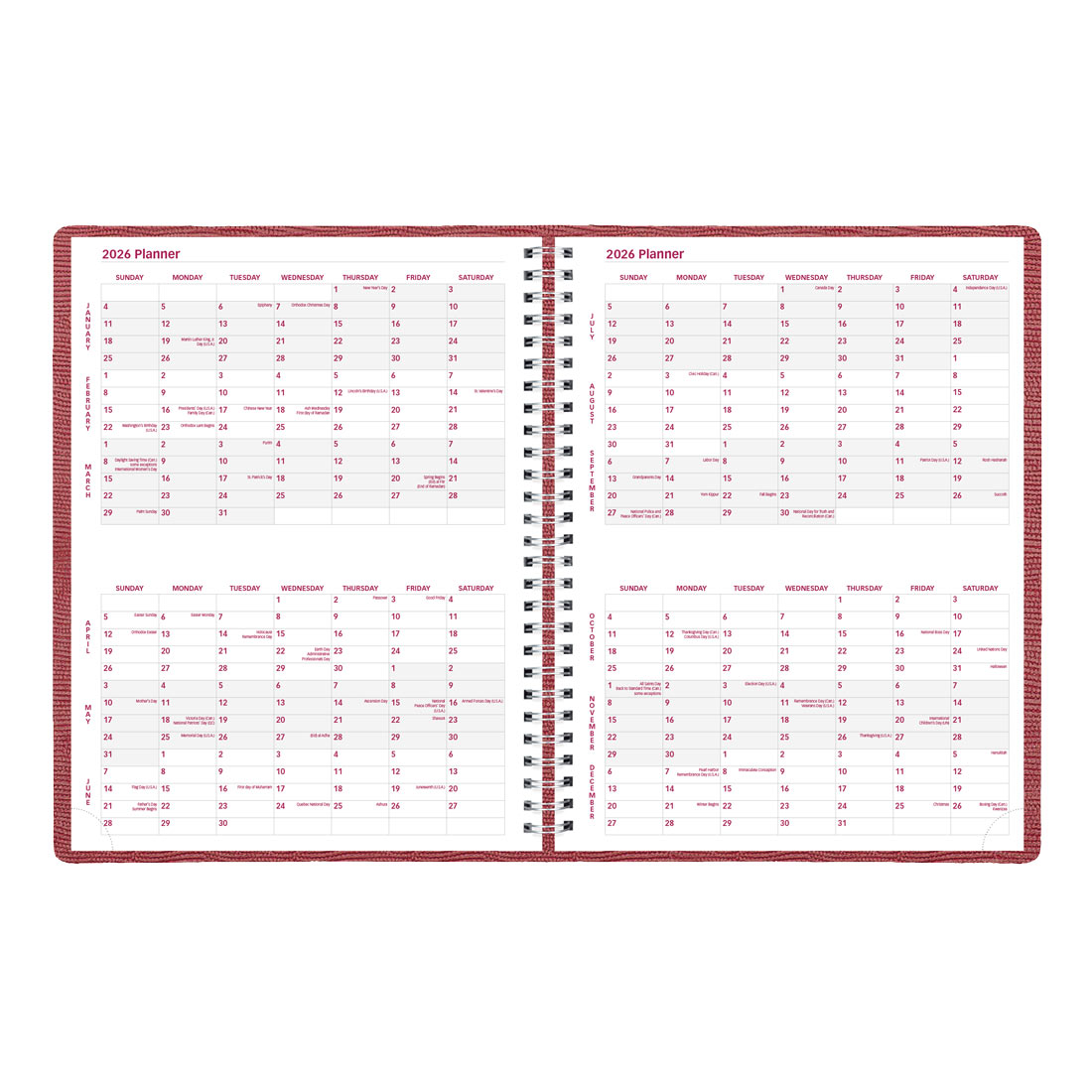 Brownline Essential Weekly Appointment Book, 2026 CB950.BLK-26, CB950.BLU-26, CB950.RED-26 #color_red