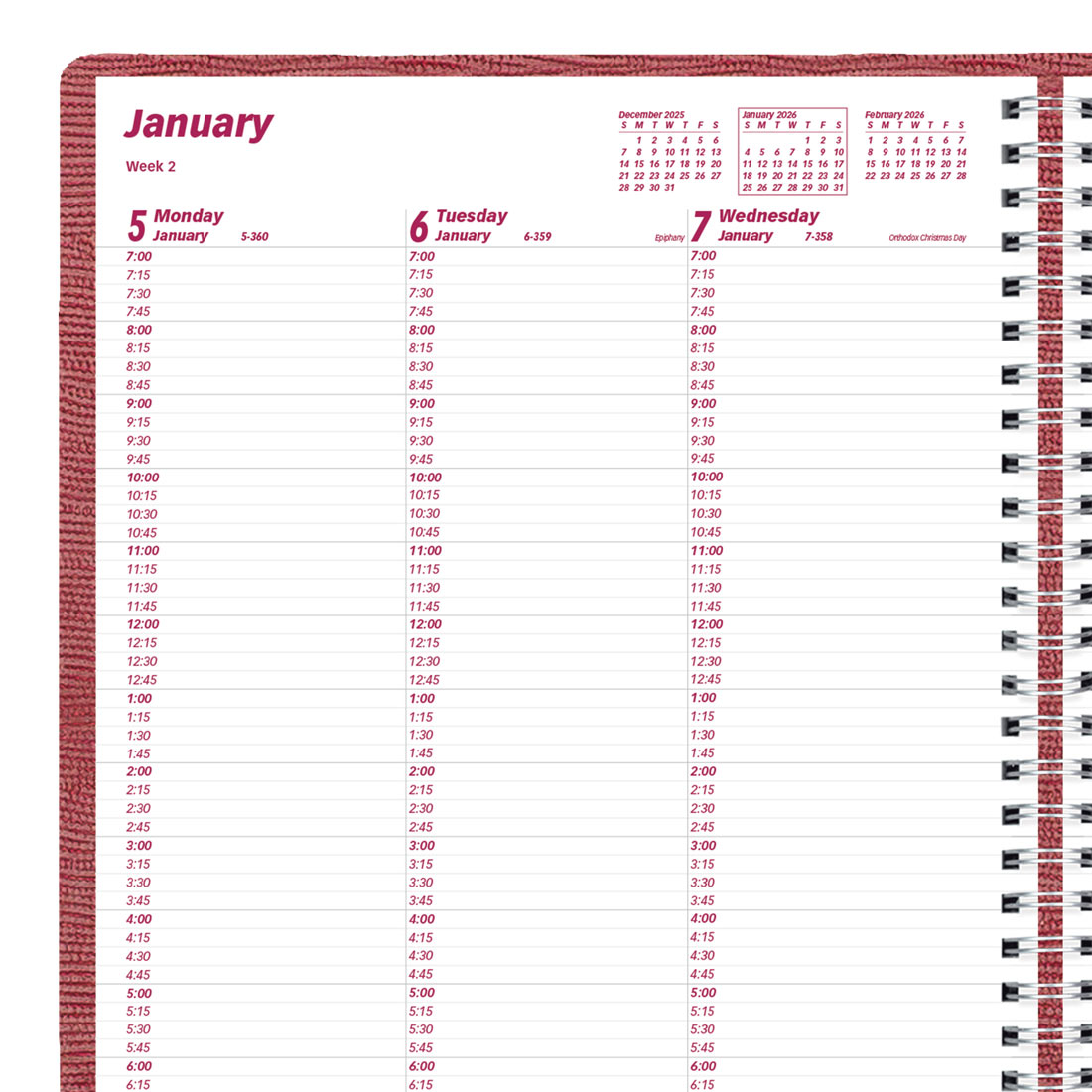 Brownline Essential Weekly Appointment Book, 2026 CB950.BLK-26, CB950.BLU-26, CB950.RED-26 #color_red