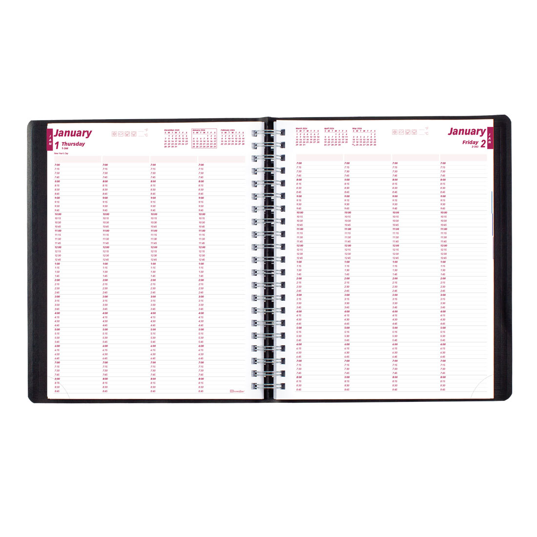 Brownline Four-Person Daily Appointment Book, Black, 2026 CB960.BLK-26