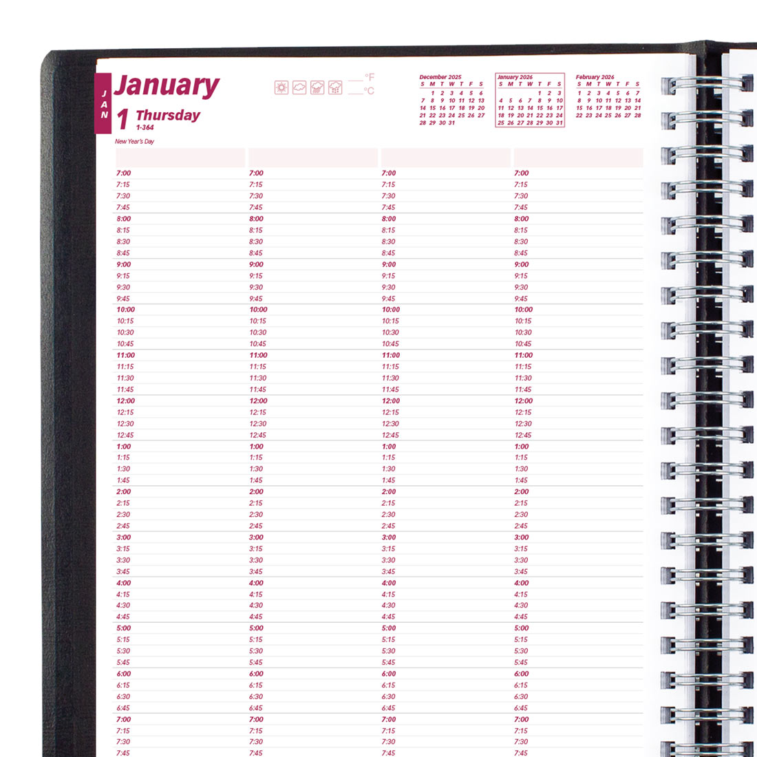 Brownline Four-Person Daily Appointment Book, Black, 2026 CB960.BLK-26