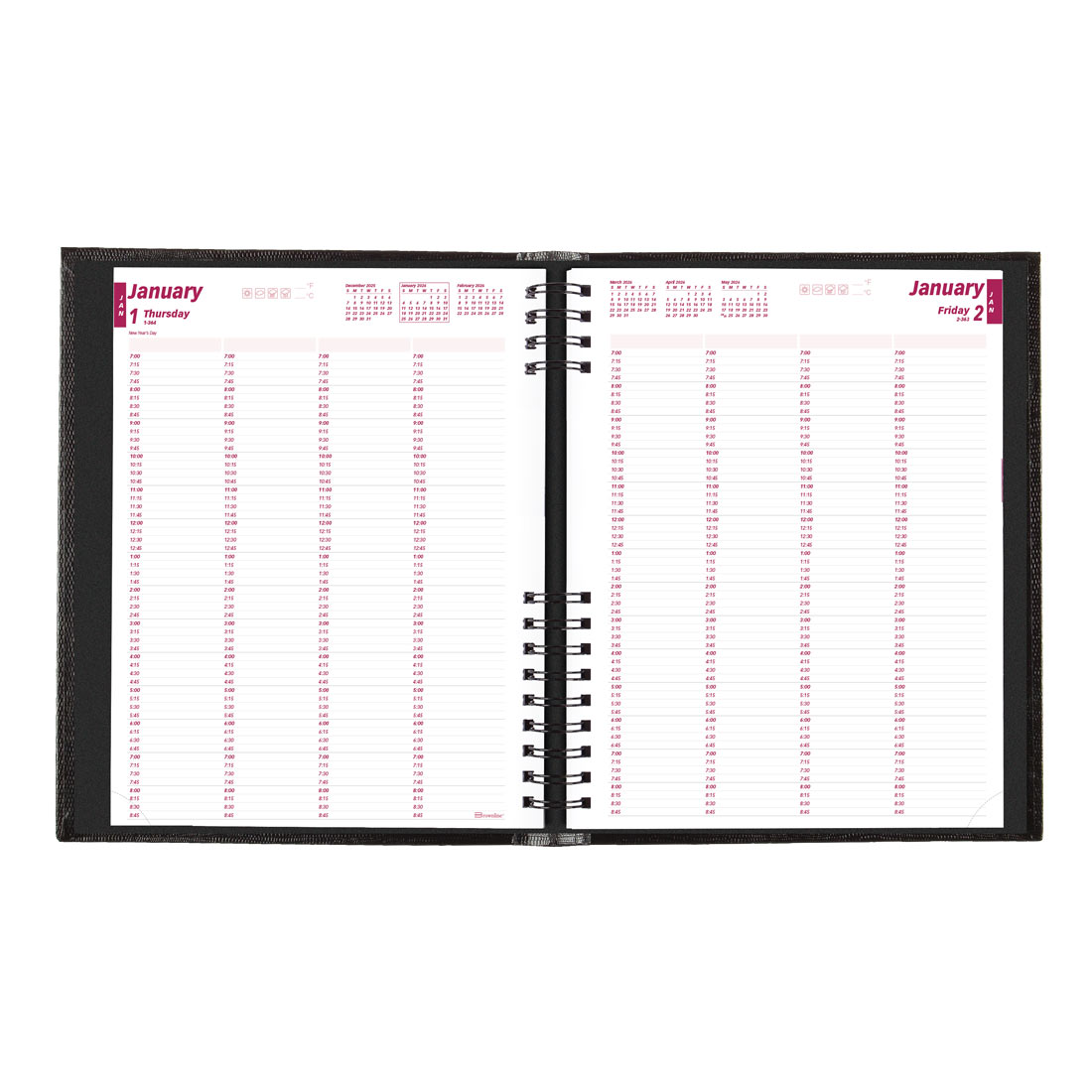 Brownline CoilPro™ Four-Person Daily Appointment Book, Black, 2026 CB960C.BLK-26
