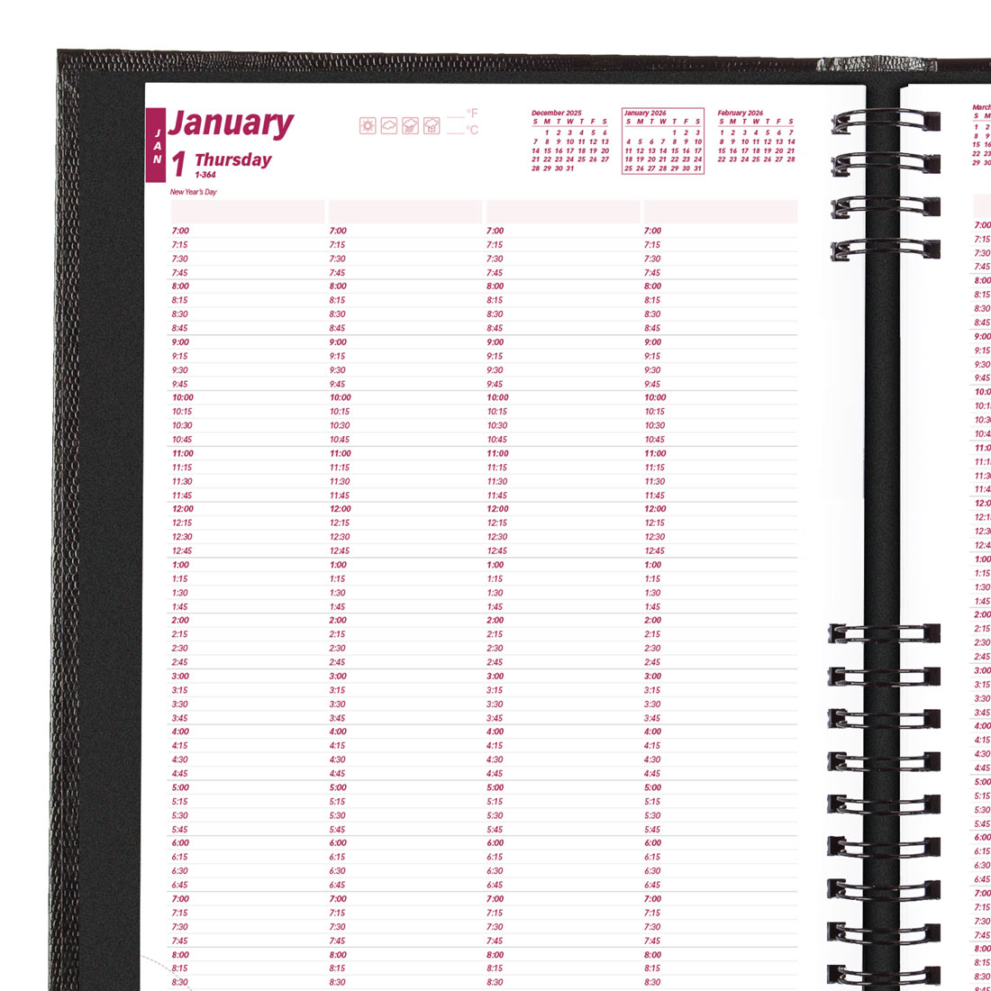Brownline CoilPro™ Four-Person Daily Appointment Book, Black, 2026 CB960C.BLK-26