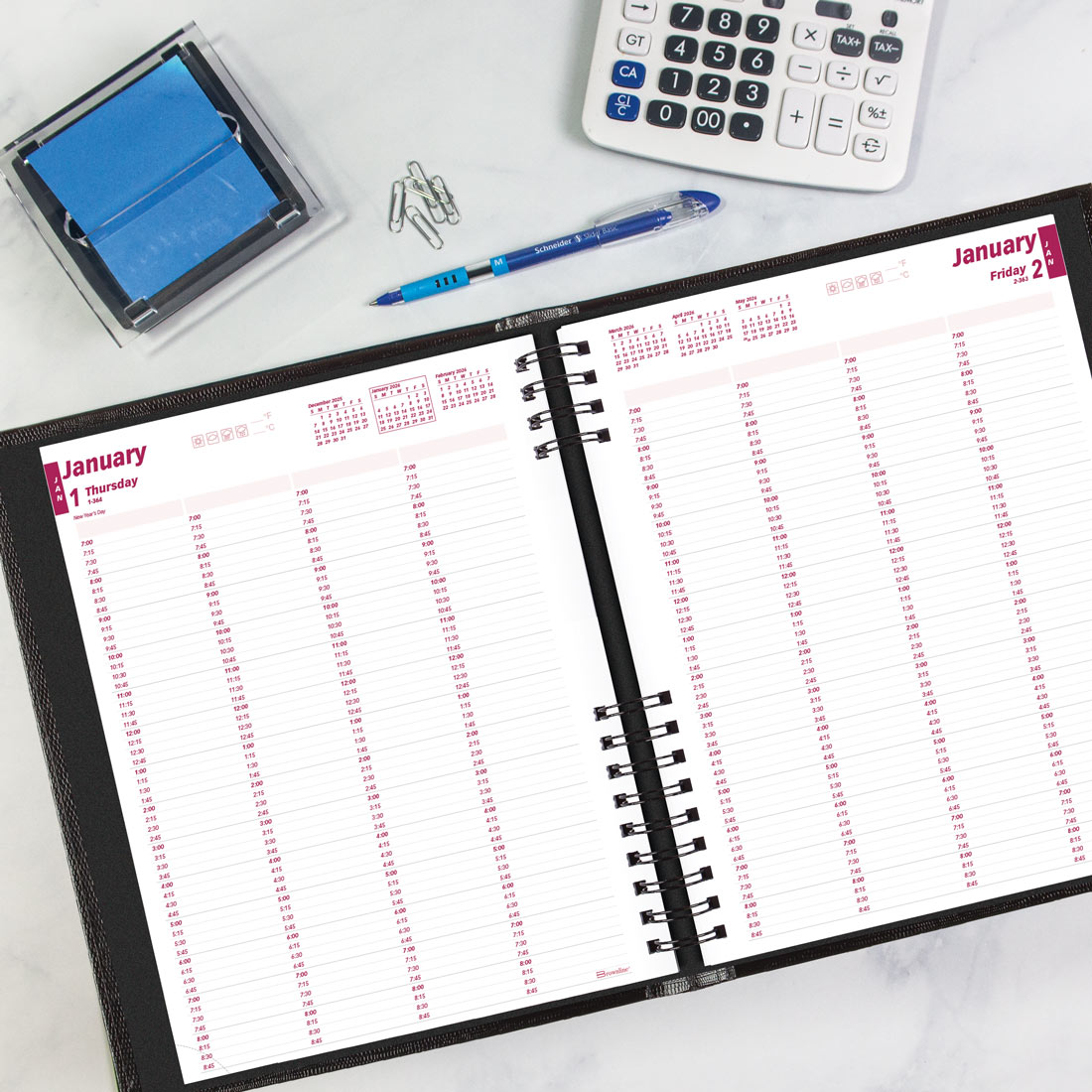 Brownline CoilPro™ Four-Person Daily Appointment Book, Black, 2026 CB960C.BLK-26