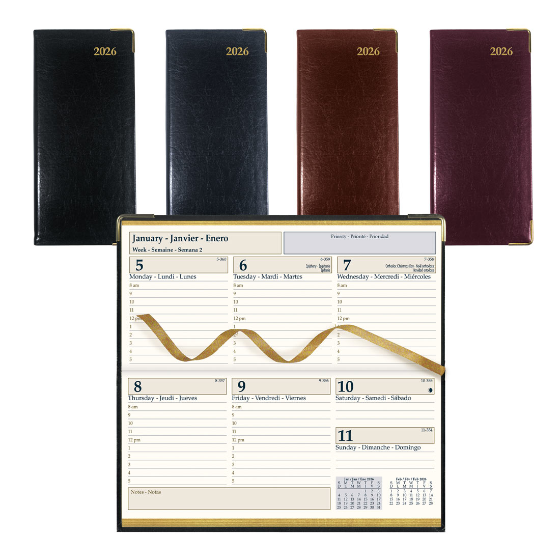 Brownline Executive Weekly Pocket Planner, Assorted Colors, 2026 CBE306.ASX-26