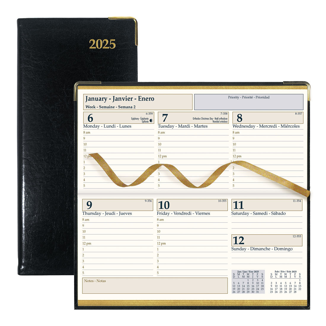 Executive Weekly Pocket Planner 2025, Black (CBE306-25) | Rediform executive-weekly-pocket-planner-2025-black-cbe306-25-rediform