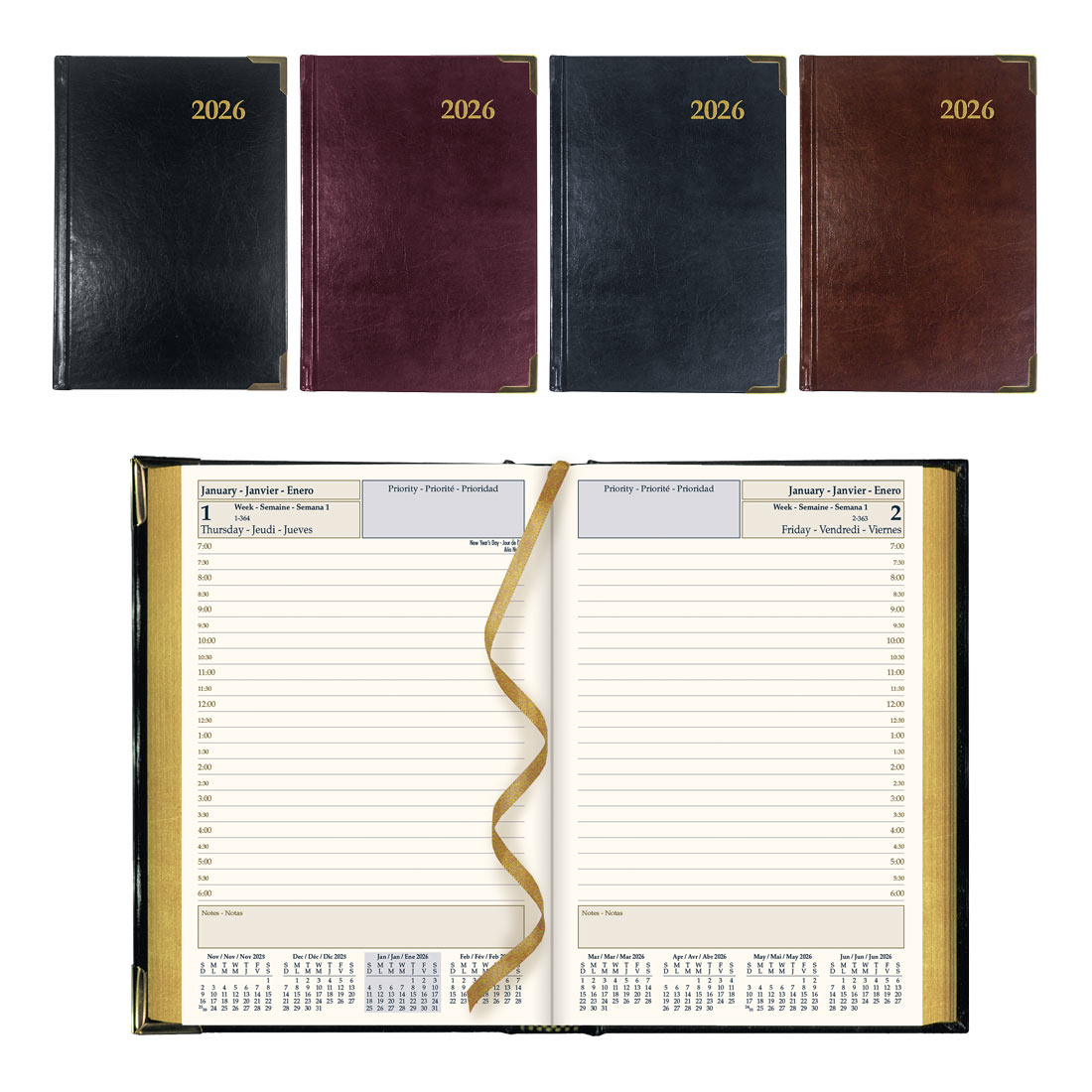 Brownline Executive Daily Planner, 2026, Assorted Colors CBE504.ASX-26