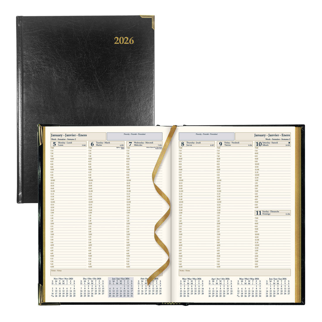 Brownline Executive Weekly Planner, Black, 2026 CBE512-26