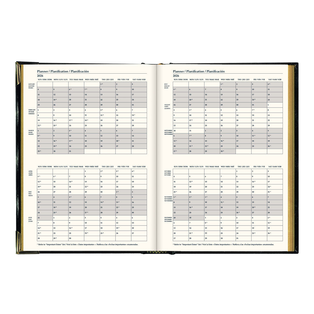 Brownline Executive Weekly Planner, Black, 2026 CBE512-26