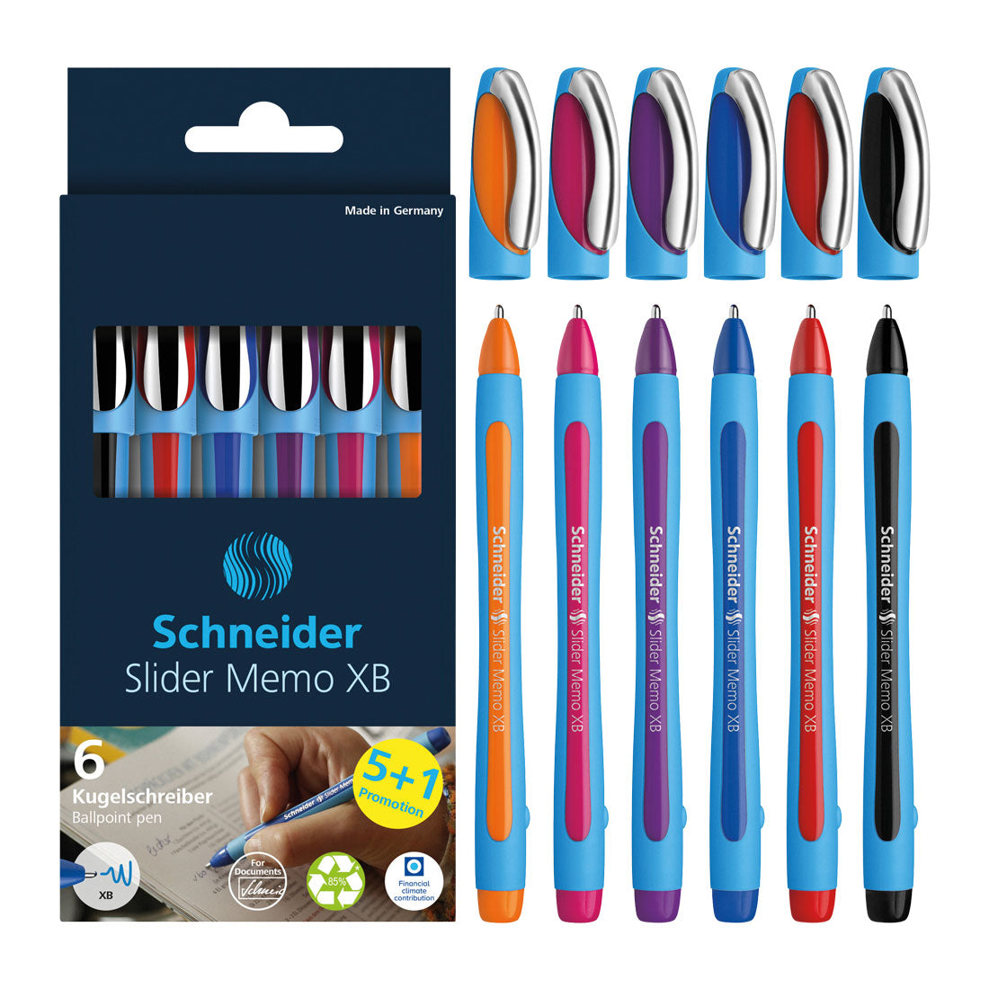 Schneider Memo Ballpoint Pens XB, Wallet 6 pieces - Assorted 150296
