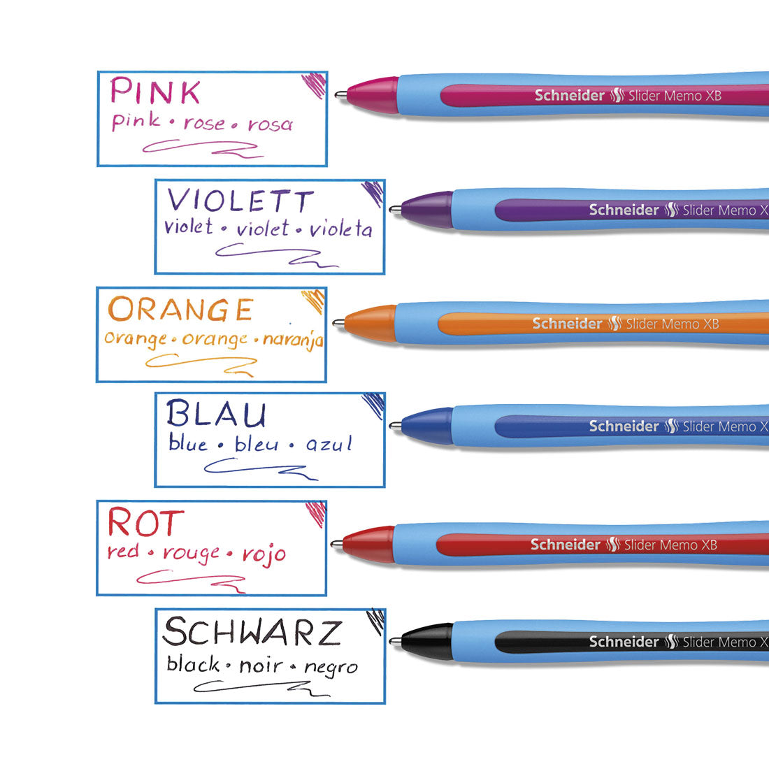 Schneider Memo Ballpoint Pens XB, Wallet 6 pieces - Assorted 150296